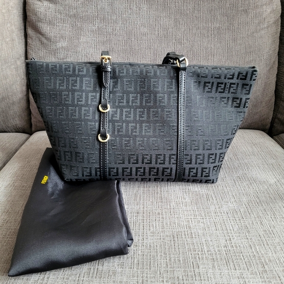 Fendi Handbags - * SOLD on Marketplace* - Fendi Black Zucchino Small Tote Bag